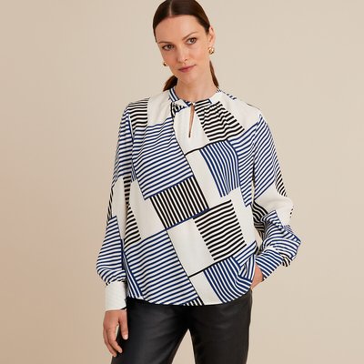 Blusa com estampado gráfico, mangas compridas ANNE WEYBURN