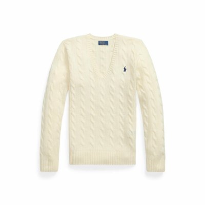 Pull col V torsadé en laine et cachemire, KIMBERLY POLO RALPH LAUREN
