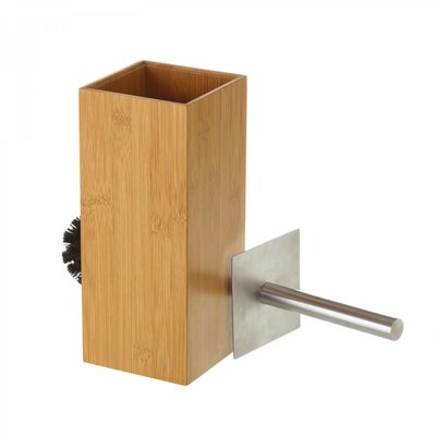 Brosse WC en Bambou, Inox et Brosse Noire Carré WADIGA