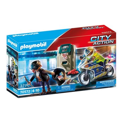 City Action Police Policier avec moto et voleur PLAYMOBIL