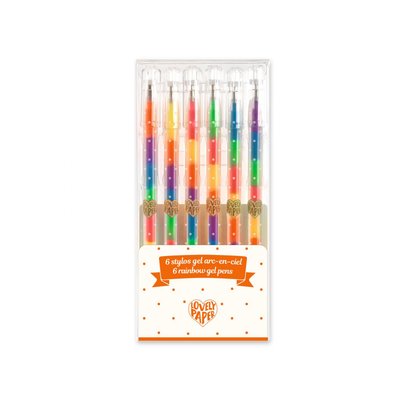 6 stylos gel arc en ciel DJECO