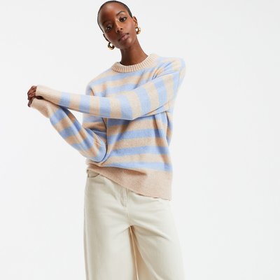 Pull col rond en maille mousseuse rayée LA REDOUTE COLLECTIONS