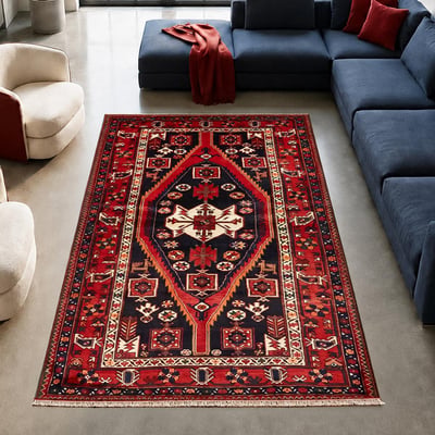 Tapis d'orient au motif oriental, noué à la main en laine, HAMADAN 8 UN AMOUR DE TAPIS