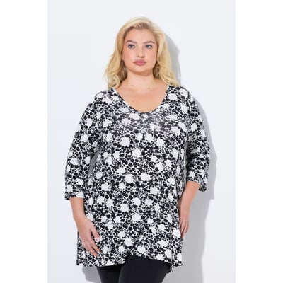 T-shirt à fleurs, silhouette en A. Col en V ULLA POPKEN
