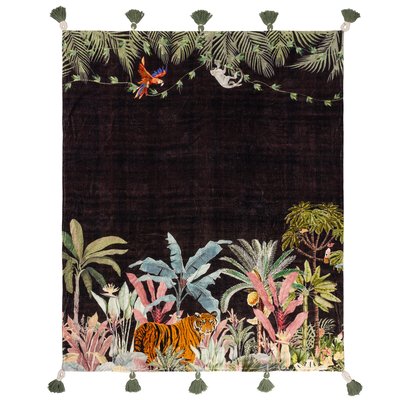 Midnight Jungle Velvet Tasselled Throw WYLDER