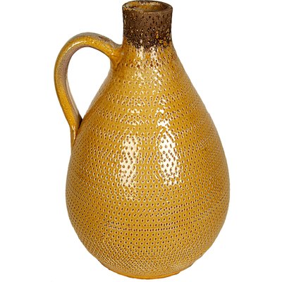 Vase en céramique moutarde avec anse style artisanal RECOLLECTION