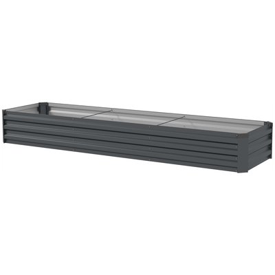 Carré potager rectangulaire dim. 240 x 60 x 30 cm tôle d'acier ondulé anthracite OUTSUNNY