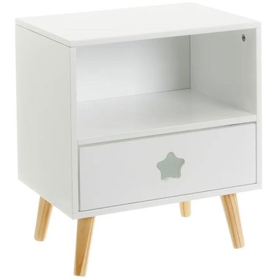 Table de chevet bois enfant blanc étoile - 40x30x50cm WADIGA