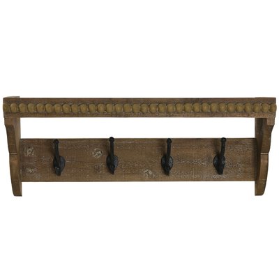 Portemanteau mural bois et métal avec étagère 67x17x27cm WADIGA