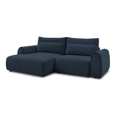 Canapé d'angle fixe compact 3 places tissu lisse, ADEN BOBOCHIC