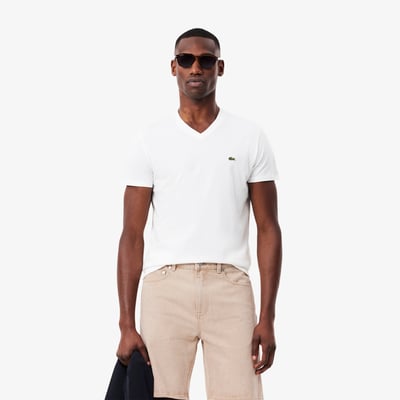 T-shirt coton Pima léger col V LACOSTE