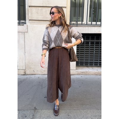 Pantalon large taille haute 7/8 LOLALIZA