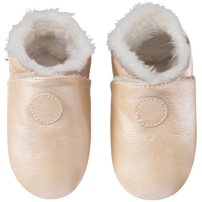Chaussons cuir souple uni fourrés TICHOUPS