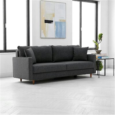 Canapé 3 places gris anthracite - dossier haut COMO PIER IMPORT