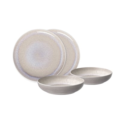Service De Table 8 Pièces Villeroy & Boch Color Loop Sand Like - Pour 4 Personnes, Assiettes Et Bols - 8