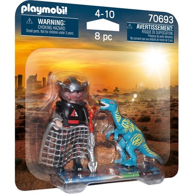 Dinosaure DuoPack Velociraptor avec l'attrapeur de dinosaures PLAYMOBIL