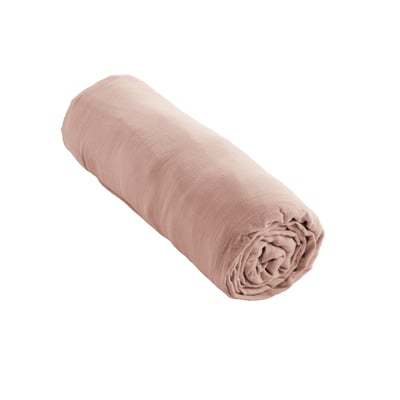 Drap housse gaze de coton 140 x 190 cm Gaia camel EDEN