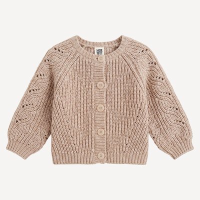Cardigan de gola redonda em malha canelada fina LA REDOUTE COLLECTIONS
