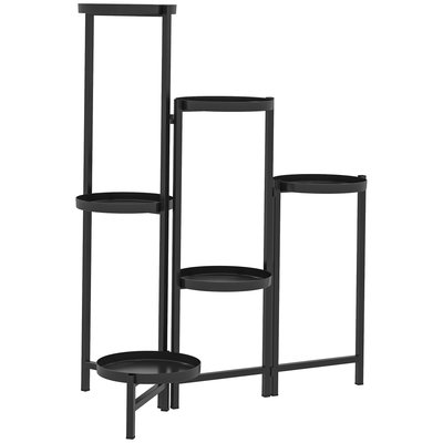 Étagère à fleurs design pliable - 6 niveaux - métal noir OUTSUNNY