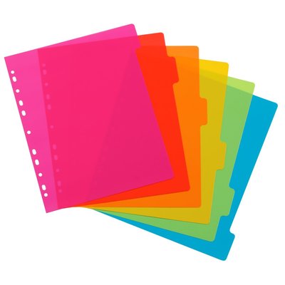 6 intercalaires A4 Maxi pour classeur maxi ou classeur à levier  HAPPY FLUO VIQUEL