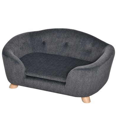 Lit canapé chien chat design scandinave avec coussin gris PAWHUT