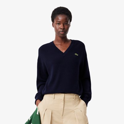 Pull col V point mousse coton LACOSTE