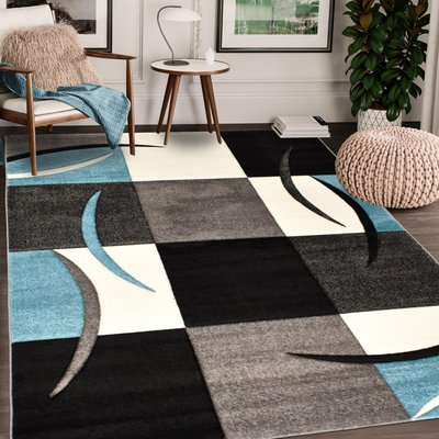 Tapis salon et chambre tissé motif damier COMMA UN AMOUR DE TAPIS