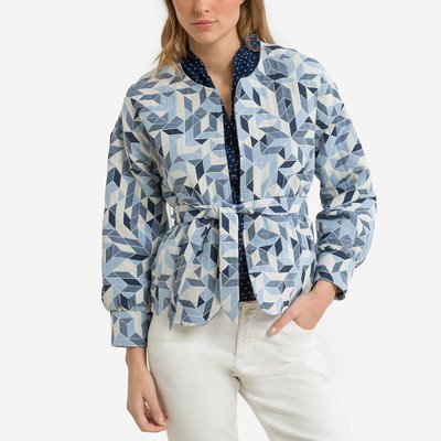 Jacke mit Bindegürtel, Allover-Druck ICODE