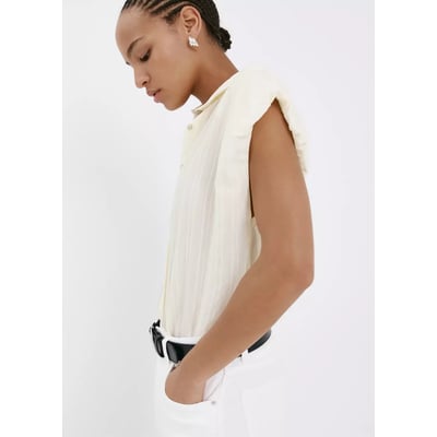 Chemise rayée brodée MANGO