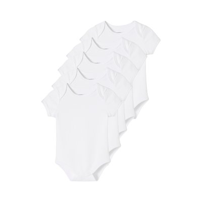 Lot de 5 bodies en interlock manches courtes ouverture US BASICS VERTBAUDET