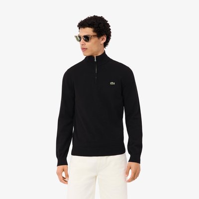 Pull zippé coton uni col montant LACOSTE