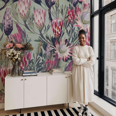 Papier peint botanique avec fleurs tropicales - 510x260 cm (l x h) LA TOUCHE ORIGINALE