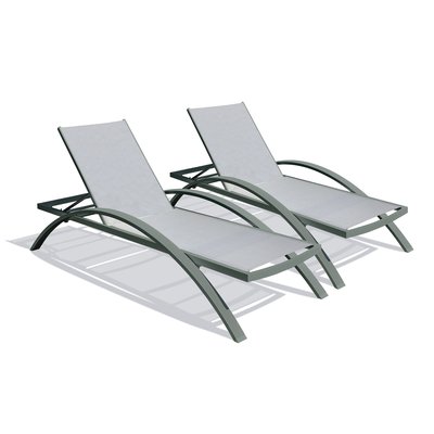 Lot de 2 bains de soleil textilène BARCELONA DCB GARDEN