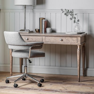 Nashik Ash Wood Parquet 2 Drawer Desk SO'HOME