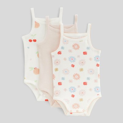 Lot de 3 bodies à bretelles imprimé en coton BIO GOTS BOUT'CHOU