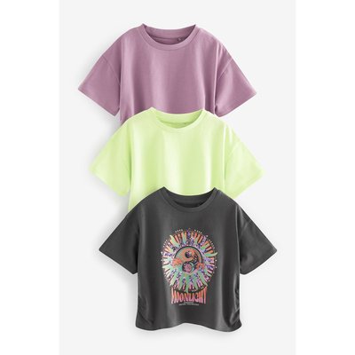 3 t-shirts motif céleste à sequins et fronces NEXT