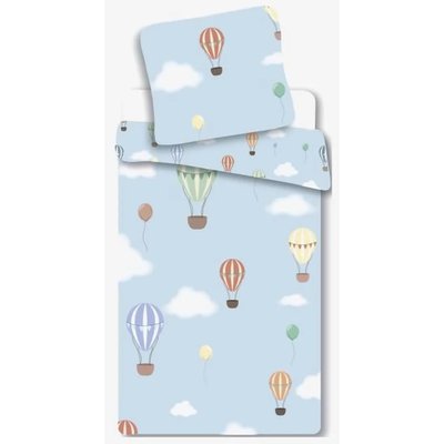 Parure de Lit Bébé Coton Réversible Montgolfière Bleu HOME