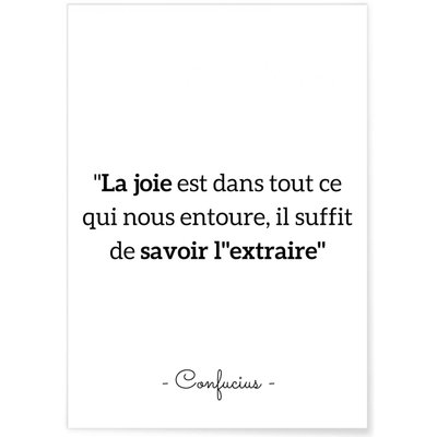 Poster Confucius : 'La joie...' L'AFFICHERIE