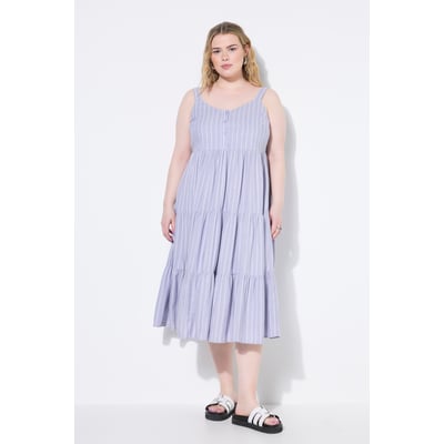 Robe midi à volants, lin mélangé à rayures STUDIO UNTOLD