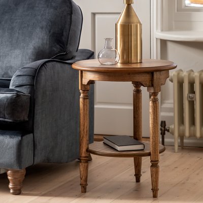 Hayes Vintage Inlaid Wood Side Table SO'HOME