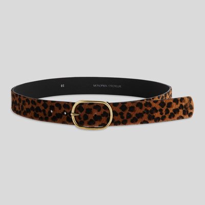 Ceinture à poils façon léopard 3,5cm, cuir responsable MONOPRIX