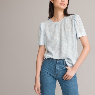 Блузка с круглым вырезом и короткими рукавами LA REDOUTE COLLECTIONS