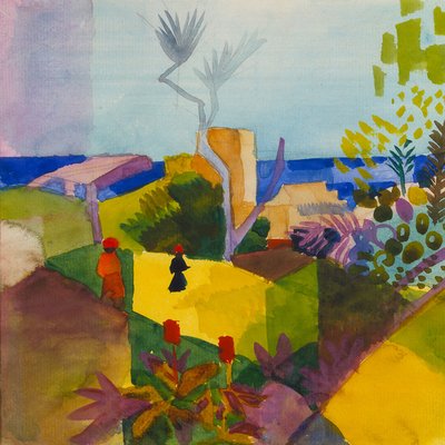Tableau célèbre August Macke, Paysage au bord de mer HEXOA