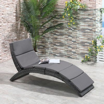 Bain de soleil design contemporain avec matelas gris OUTSUNNY