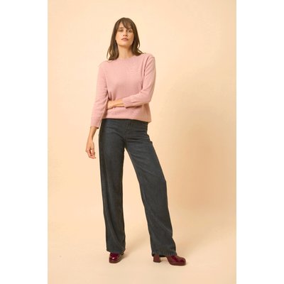 Pull Col Rond Boutonné Dos Bois De Rose Janice JUST CASHMERE