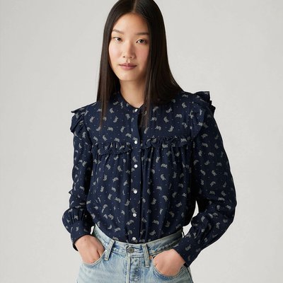 Cotton Mix Ruffle Blouse with Long Sleeves LEVI'S