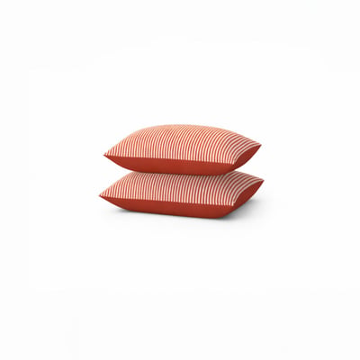 Lot de 2 taies d’oreiller imprimées en percale de coton bio, LA FINE RAYURE A DEMAIN