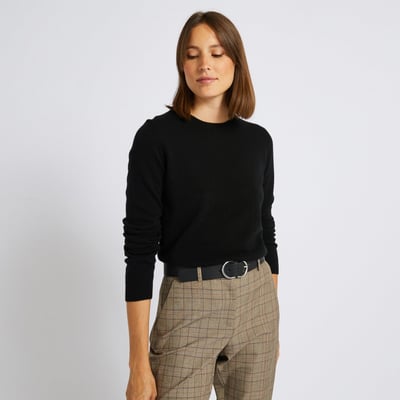 Pull uni col rond en 100% cachemire MONOPRIX