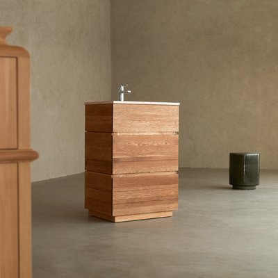 Meuble salle de bain en chêne massif et terrazzo premium pink 60 cm KARL TIKAMOON
