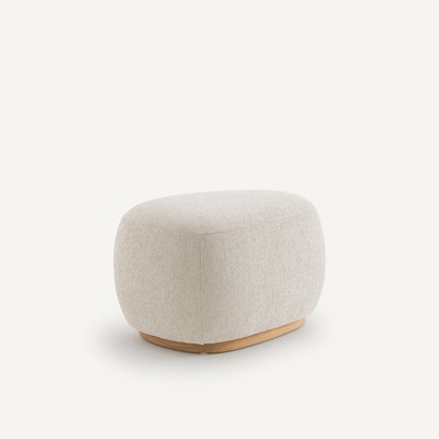 Repose-pieds en tissu texturé et base chêne, Jerry AM.PM